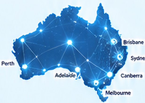 Map of Australia showing Perth, Adelaide, Melbourne, Canberra, Sydney and Brisbane