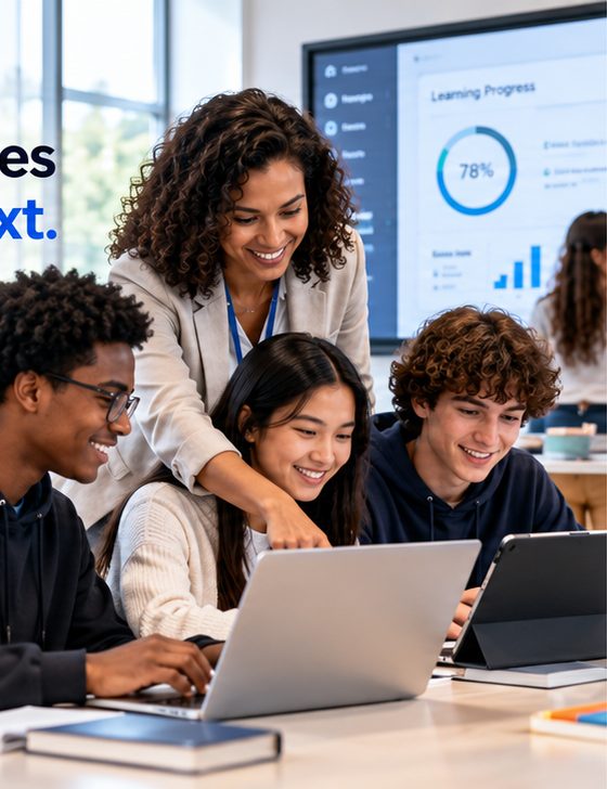 Students learning together on laptops