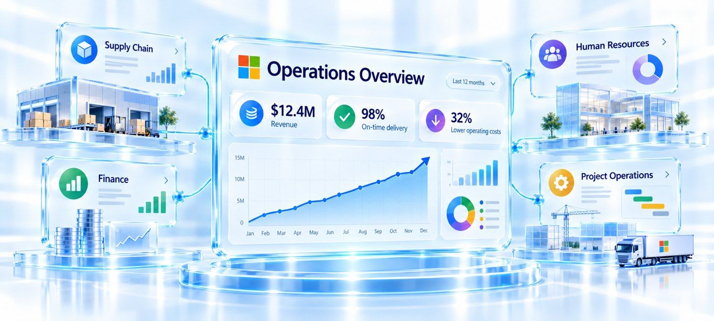 Operations dashboard with revenue, delivery and cost metrics